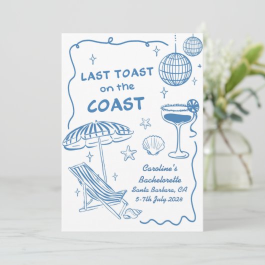 Laatste toost op het Coast Bachelorette Party Kaart (Staand voorkant)