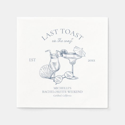 Laatste toost op het Coast Bachelorette Party Servet (Voorkant)
