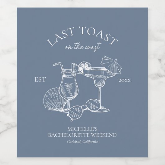 Laatste toost op het Coast Bachelorette Party Wijn Etiket (Enkel label)