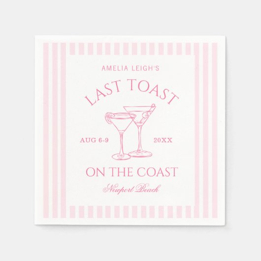 Laatste toost op het Coast Pink Bachelorette Weeke Servet (Voorkant)