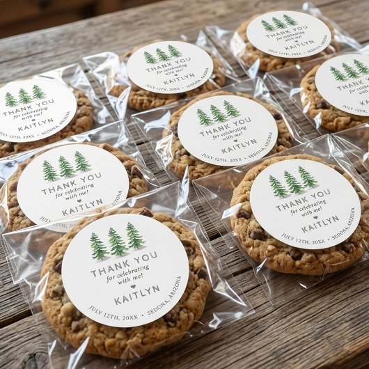 Laatste Trail Pine Bos Kampeer Afscheidsceremonie Ronde Sticker