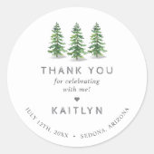 Laatste Trail Pine Bos Kampeer Afscheidsceremonie Ronde Sticker (Voorkant)
