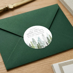 Laatste Trail Pine Bos Kampeer Vrijgezellenfeestje Ronde Sticker
