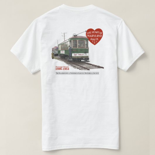 Laatste trolley 70e Jubileum - Afbeelding op rug T-shirt (Design achterkant)
