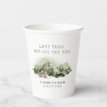 Laatste uitje voor de sluier vrijgezellenweekend papieren bekers<br><div class="desc">Dit ontwerp bevat een prachtig waterverf bos. Maak je klaar voor een leuk weekend in de bergen met deze collectie!</div>