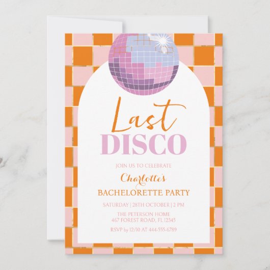 Laatste uitnodiging van Disco Bachelorette Party (Voorkant)