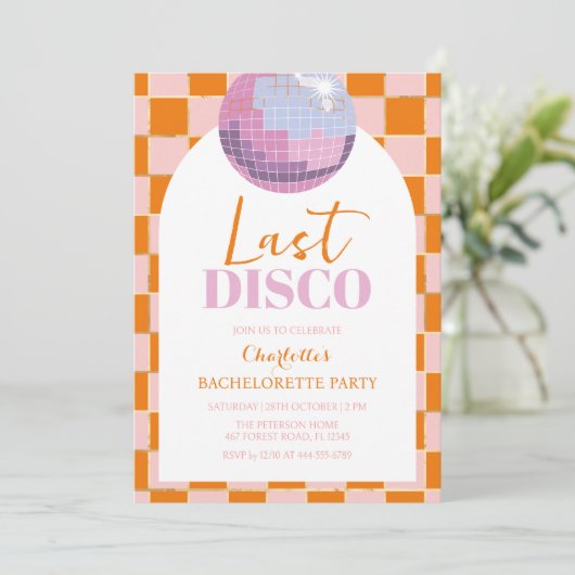 Laatste uitnodiging van Disco Bachelorette Party (Staand voorkant)