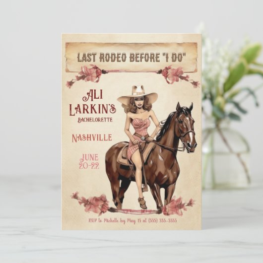 Laatste uitnodiging van Rodeo Westerne Bachelorett (Staand voorkant)