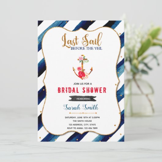 Laatste uitnodiging voor de douche van de bruidsze (Staand voorkant)