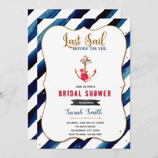 Laatste uitnodiging voor de douche van de bruidsze (Voorkant / Achterkant)