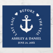 Laatste vaart voor de sluier nautische bruiloft likeurfles etiket (Enkel label)