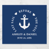 Laatste vaart voor de sluier nautische bruiloft sparkling wijnetiket (Enkel label)