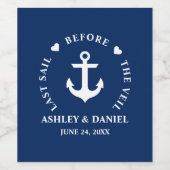 Laatste vaart voor de sluier nautische bruiloft wijn etiket (Enkel label)