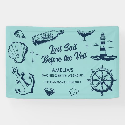 Laatste vaart voor de Veil Beach Bachelorette Part Spandoek (Horizontaal)