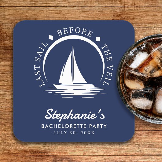 Laatste vaart voor de Veil Blue Bachelorette Party Kartonnen Onderzetters
