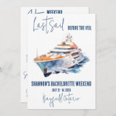 Laatste vaart, Yachting Bachelorette Weekend Party Kaart (Voorkant / Achterkant)