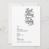 laatste vlucht voor de ring Bachelorette Script Kaart (Achterkant)