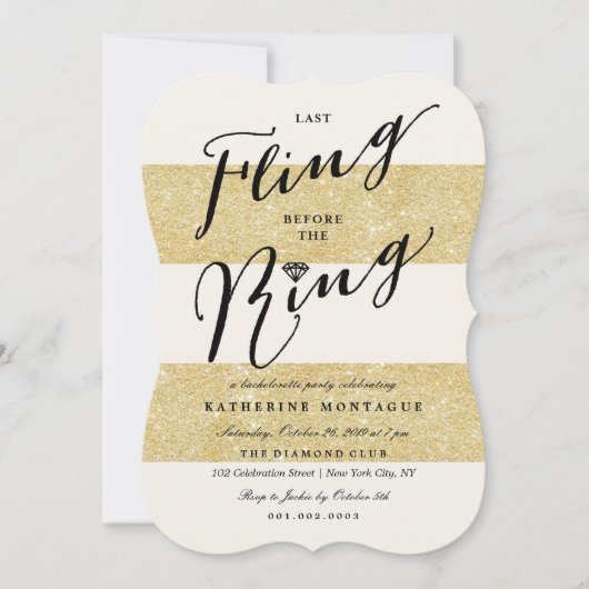 Laatste vlucht voor de Ring Chic Bachelorette Part Kaart (Voorkant)