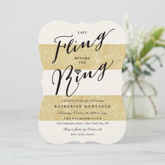 Laatste vlucht voor de Ring Chic Bachelorette Part Kaart (Staand voorkant)