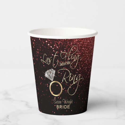 Laatste vlucht voor het ringbandje - Rood Papieren Bekers (Achterkant)