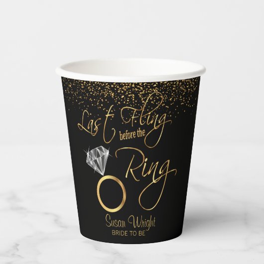 Laatste vlucht voor Ring Bachelorette - Goud Papieren Bekers (Voorkant)