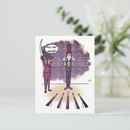 Laatste woorden grappig briefkaart (Staand voorkant)