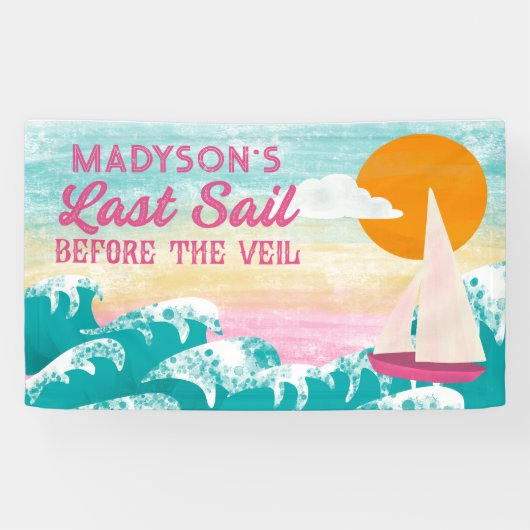 Laatste Zeil Voor De Veil Zeilboot Bachelorette Spandoek (Horizontaal)