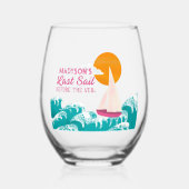 Laatste Zeil Voor De Veil Zeilboot Bachelorette Wijnglas Zonder Voet (Voorkant)