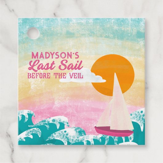 Laatste Zeil Voor De Veil Zeilboot En Zonsondergan Bedankjes Labels (Voorkant)