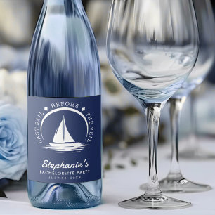 Laatste Zeiltocht voor de Bruiloft Blauw Meidenava Sparkling Wijnetiket