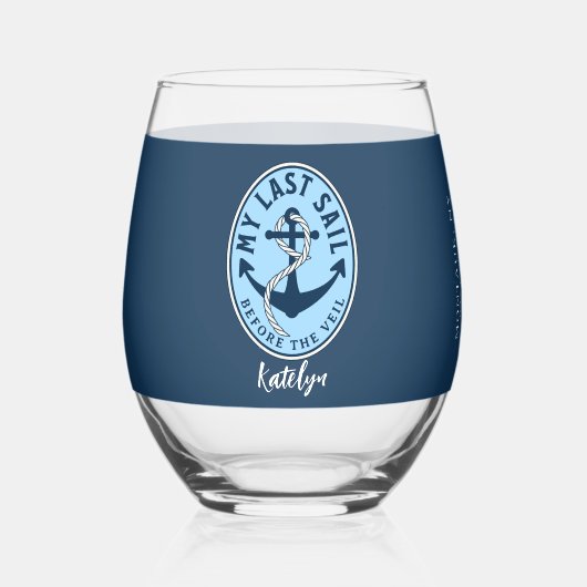 Laatste Zeiltocht Voor de Sluier Bachelorette Brui Wijnglas Zonder Voet (Achterkant)