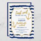 Laatste zeiltocht voor de sluier Bachelorette Week Kaart (Voorkant / Achterkant)