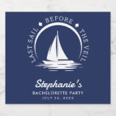 Laatste zeiltocht voor de sluier Blauwe vrijgezell Sparkling Wijnetiket (Enkel label)