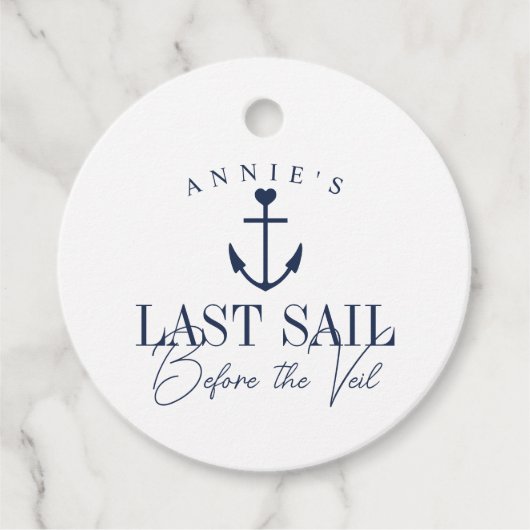 Laatste zeiltocht voor de sluier Naautical vrijgez Bedankjes Labels (Voorkant)
