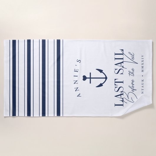 Laatste Zeiltocht voor de Sluier Nautische Bachelo Strandlaken (Voorkant)