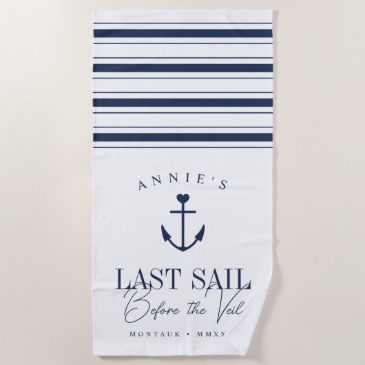 Laatste Zeiltocht voor de Sluier Nautische Bachelo Strandlaken (Voorkant)