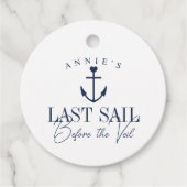 Laatste zeiltocht voor de sluier Nautische vrijgez Bedankjes Labels (Voorkant)
