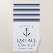 Laatste zeiltocht voor de sluier Nautische vrijgez Strandlaken (Voorkant)