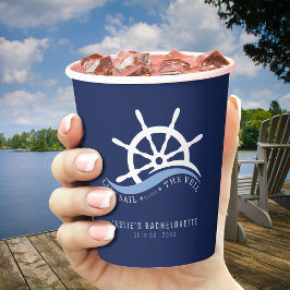 Laatste zeiltocht voor de sluier vrijgezellenfeest papieren bekers