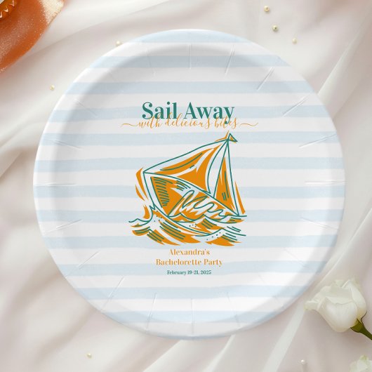 Laatste zeiltocht voor de sluier vrijgezellenfeest papieren bordje