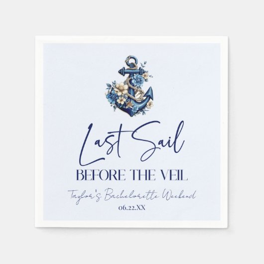 Laatste zeiltocht voor de sluier vrijgezellenfeest servet (Voorkant)