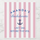 Laatste zeiltocht voor de sluier vrijgezellenfeest wijn etiket (Enkel label)