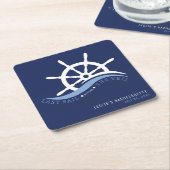 Laatste zeiltocht voor de sluierhelm Nautisch Blau Kartonnen Onderzetters (Schuin)