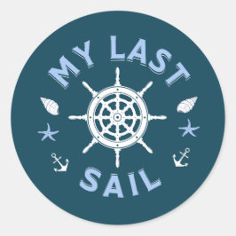 laatste zeilvaart nautische marine vrijgezellenfee ronde sticker
