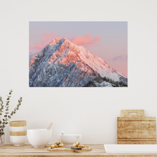 Laatste zonlicht op berg Storžič, Slovenië Poster (Keuken)
