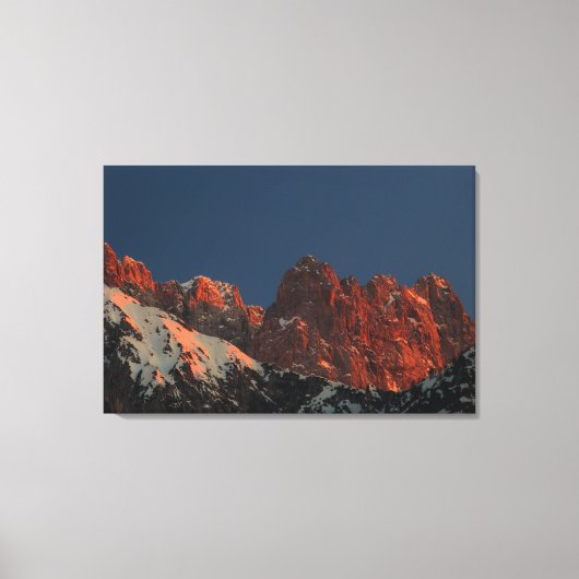 Laatste zonlicht op bergen canvas afdruk (Voorkant)