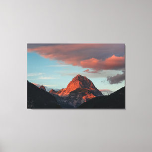 Laatste zonlicht op de berg Mangart, Slovenië Canvas Afdruk