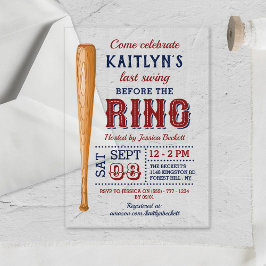 Laatste zwaai voor de ring! honkbal Vrijgezellenfe Acryl Uitnodigingen