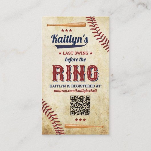 Laatste zwaai voor de ring! honkbal Vrijgezellenfe Informatiekaartje (Voorkant)