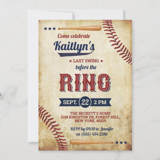 Laatste zwaai voor de ring! honkbal Vrijgezellenfe Kaart (Voorkant)